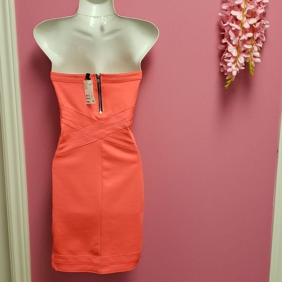 NWT 💟 H&M Florescent Pink Bodyfitting Dress - Picture 7 of 12